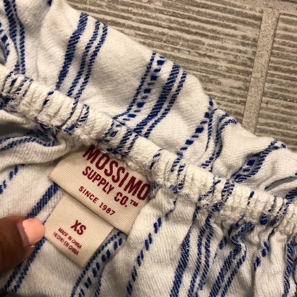 Off shoulder white blue Striped Dress - Picture 2 of 3